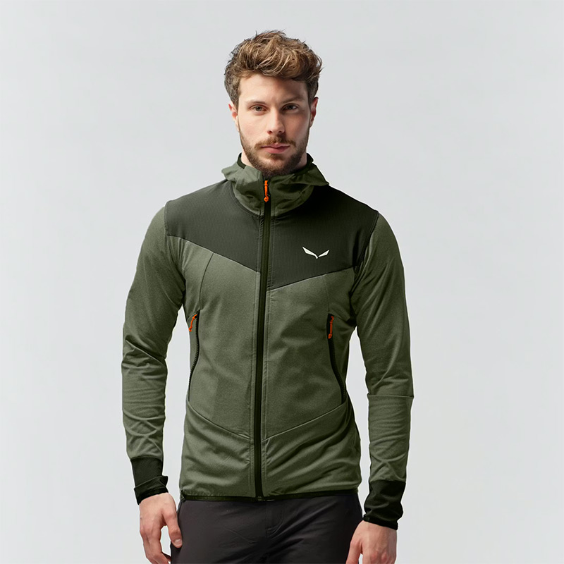 Кофта мужская Salewa AGNER HYBRID M FZ HOODY Dark Olive Melange