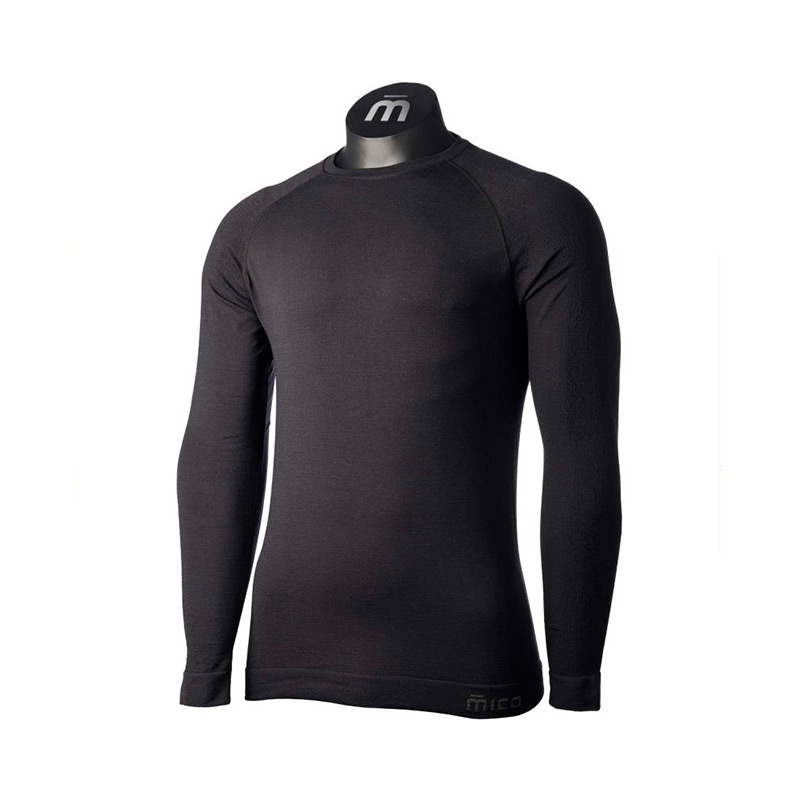 Термобелье мужское верх Mico MLS Round Neck Shirt Warm Merino Silk Nero