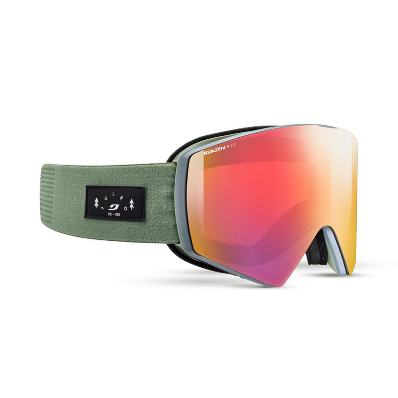 Горнолыжная маска  RAZOR EDGE GREY/GREEN REACTIV 1-3 High Contrast+Red Flach