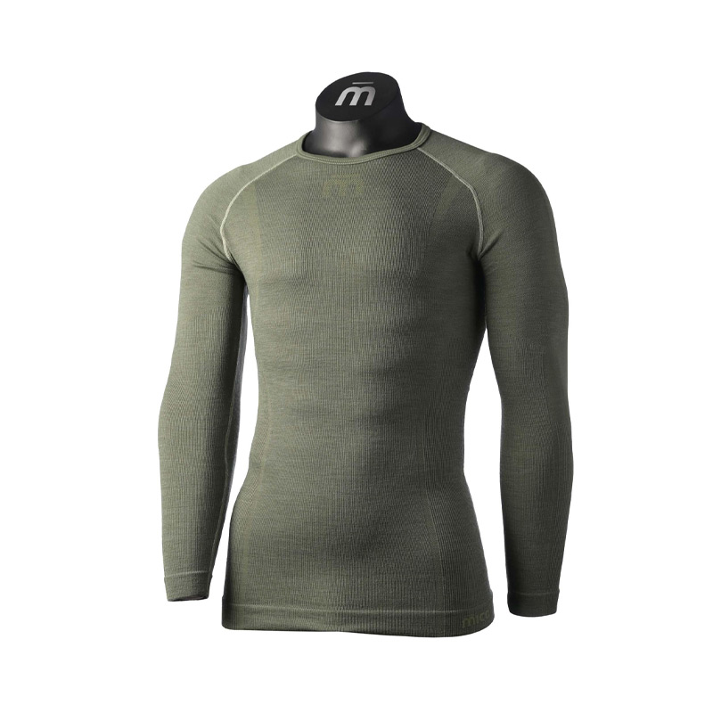 ТЕРМОБЕЛЬЕ МУЖСКОЕ MICO MLS ROUND NECK SHIRT SUPERTERMO MERINO Verde Militare